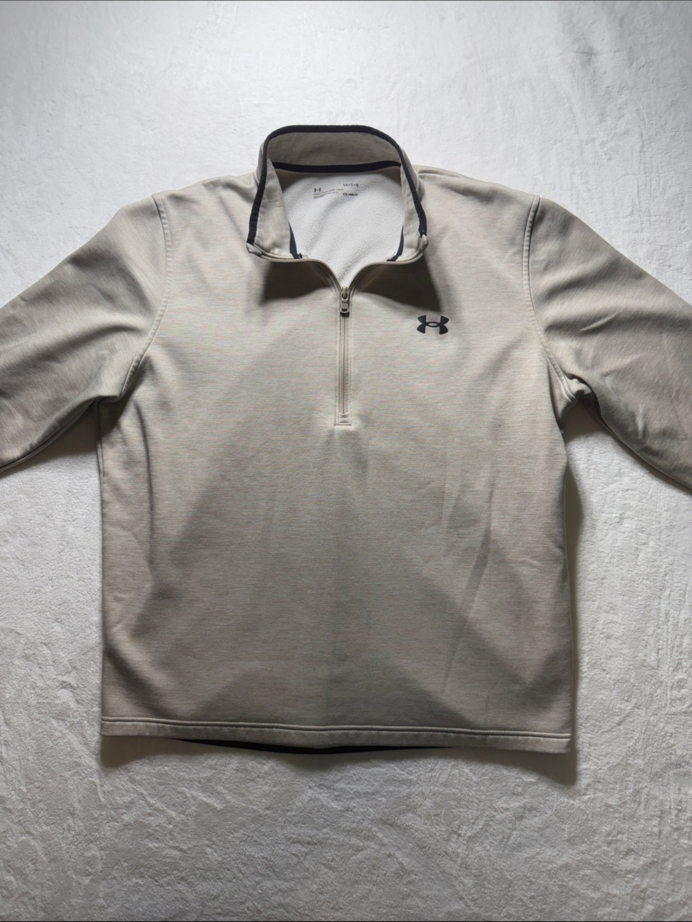 Under Armour Light Beige Quarter-Zip Pullover with Black Logo